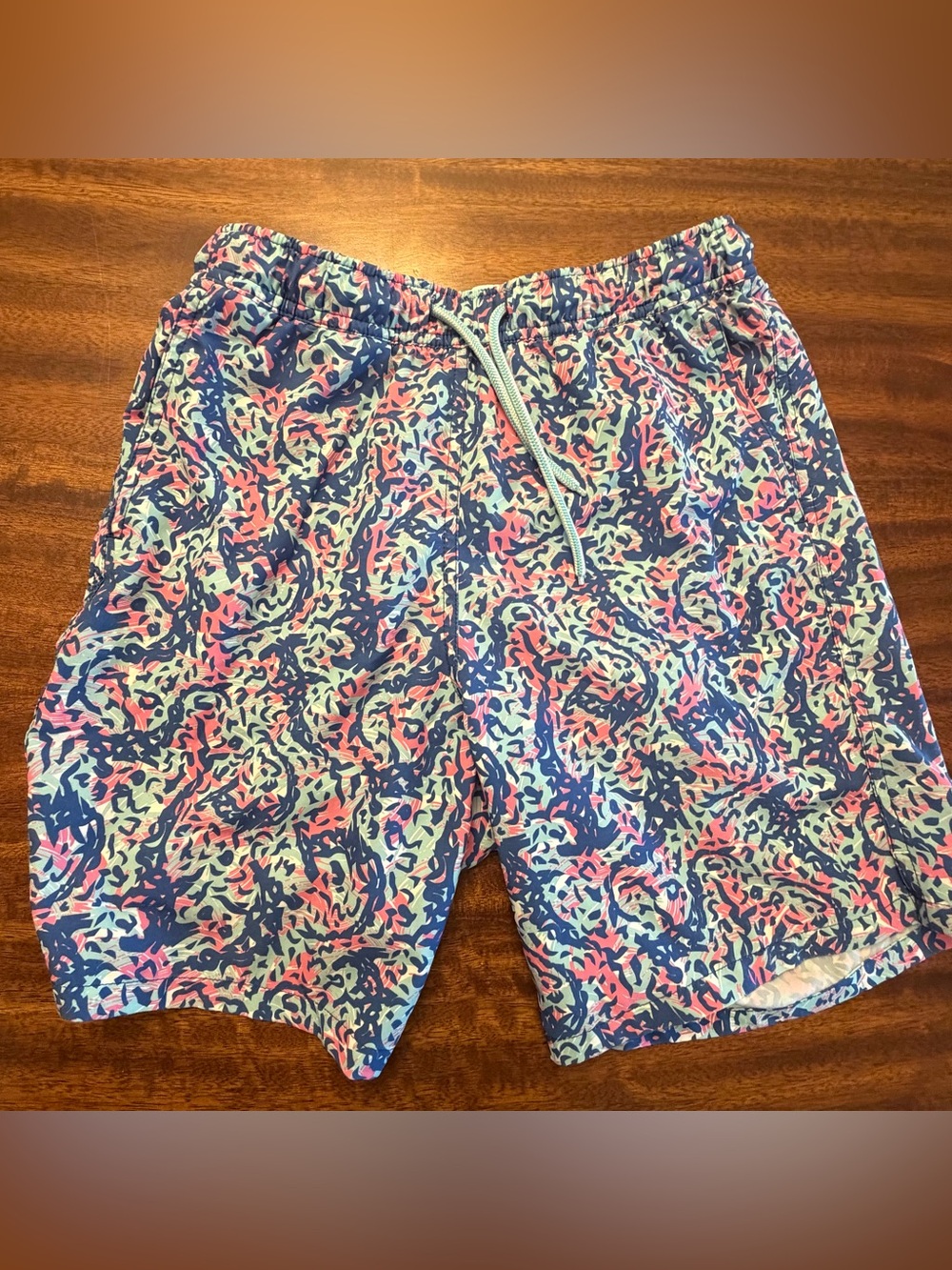 Peter Millar Kids Swim Trunks - Blue, Pink & Mint